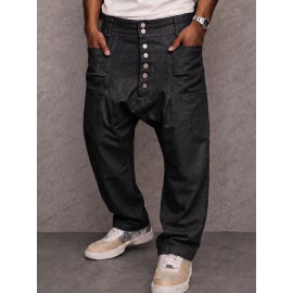 Casual Streetwear 100% Cotton Drop Crotch Pants