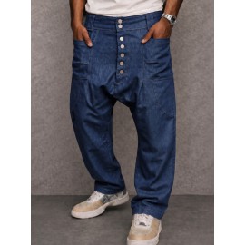 Casual Streetwear 100% Cotton Drop Crotch Pants