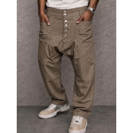 Casual Streetwear 100% Cotton Drop Crotch Pants