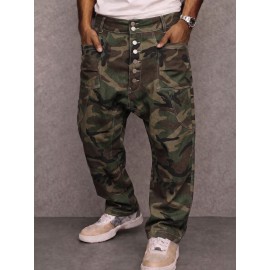 Casual Streetwear 100% Cotton Drop Crotch Pants