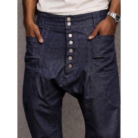 Casual Streetwear 100% Cotton Drop Crotch Pants