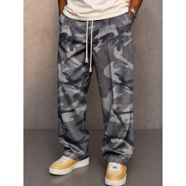 Casual Faux Denim Drawstring Pants