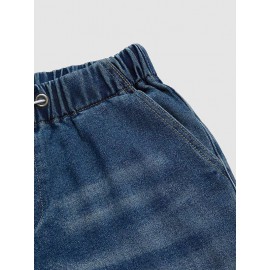 Drawstring Elasticity Gradient High Waisted Loose Jean Pants Bottoms