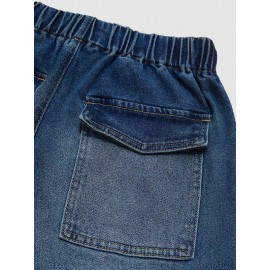 Drawstring Elasticity Gradient High Waisted Loose Jean Pants Bottoms