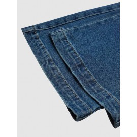 Drawstring Elasticity Gradient High Waisted Loose Jean Pants Bottoms