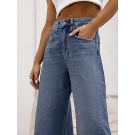 Ripped Split-Joint Loose Wide Leg Jean Pants Bottoms