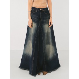 Patchwork Vintage Denim Skirt