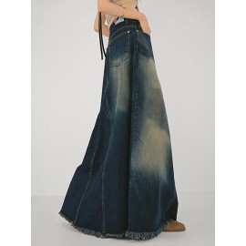 Patchwork Vintage Denim Skirt