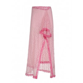 Lace Multi-Layered Casual Irregular Edge Skirt In Pink