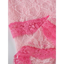 Lace Multi-Layered Casual Irregular Edge Skirt In Pink