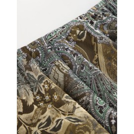 Printed Low Waist Irregular Skirt In Green
