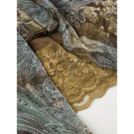 Printed Low Waist Irregular Skirt In Green