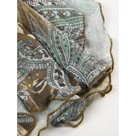 Printed Low Waist Irregular Skirt In Green