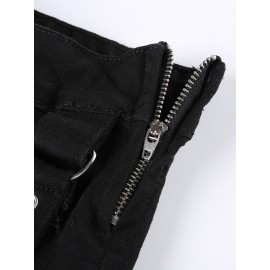 Low-Rise Pleated Mini Skirt In Black