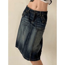 Pocket Distressed Denimskirt