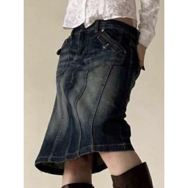Pocket Distressed Denimskirt