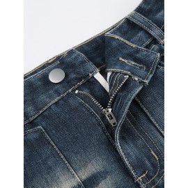 Pocket Distressed Denimskirt