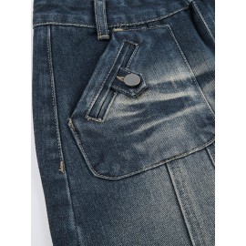 Pocket Distressed Denimskirt