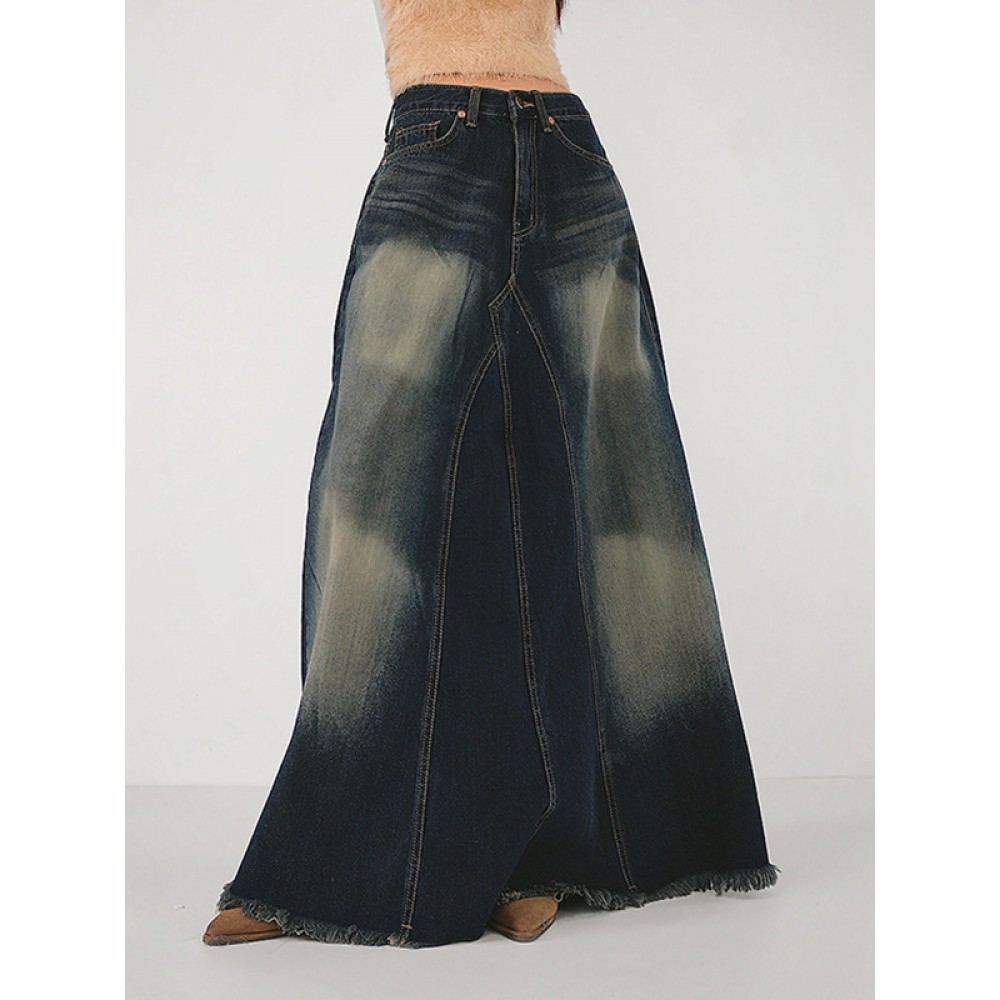 Patchwork Vintage Denim Skirt