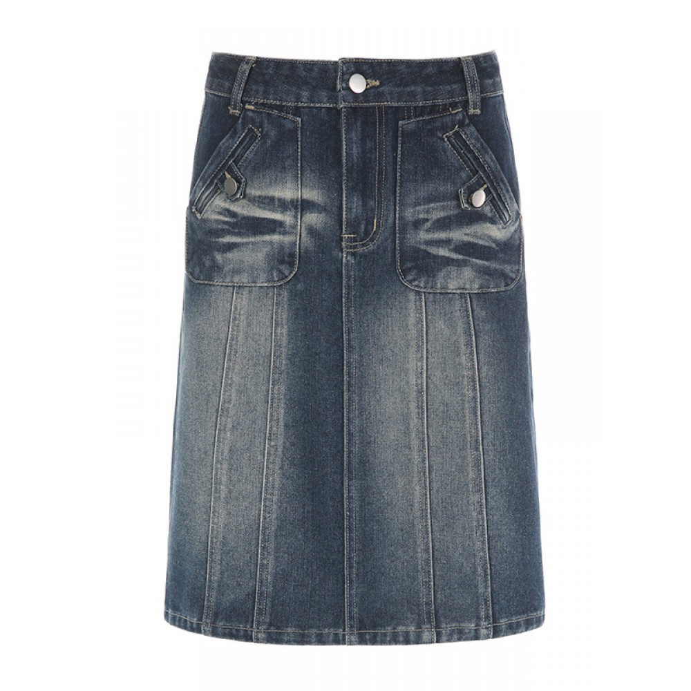 Pocket Distressed Denimskirt