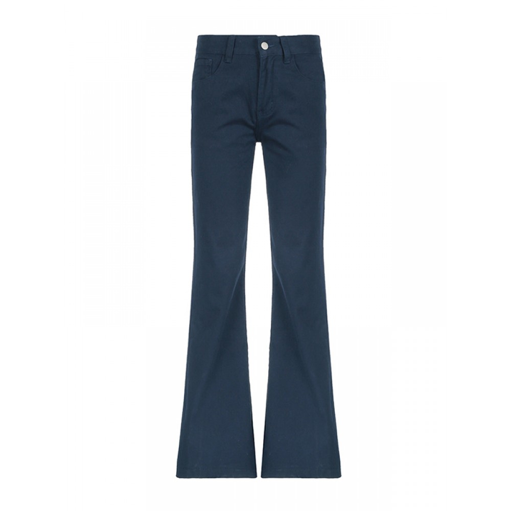 Solid Color Low Waist Flared Suit Pants