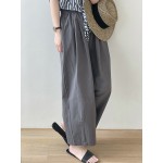 Elasticity Pleated Solid Color Split-Joint High Waisted Loose Trousers